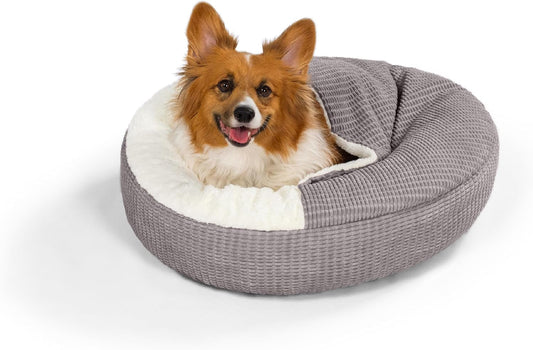 Cozy Cuddler Dog Bed with Attached Blanket