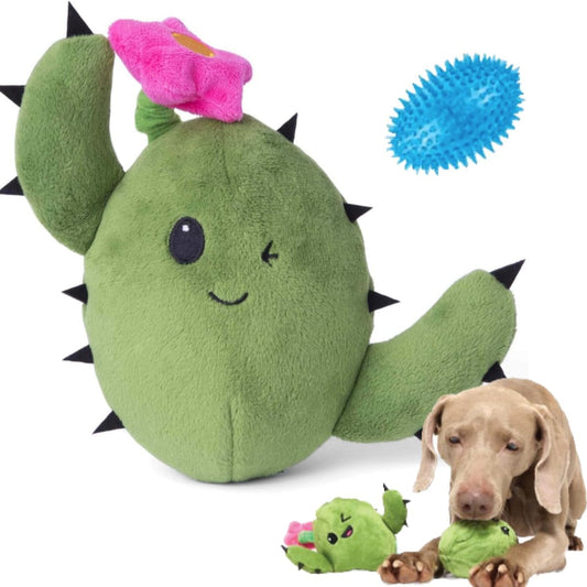 2-in-1 Stimulating Plush Cactus Dog Toy