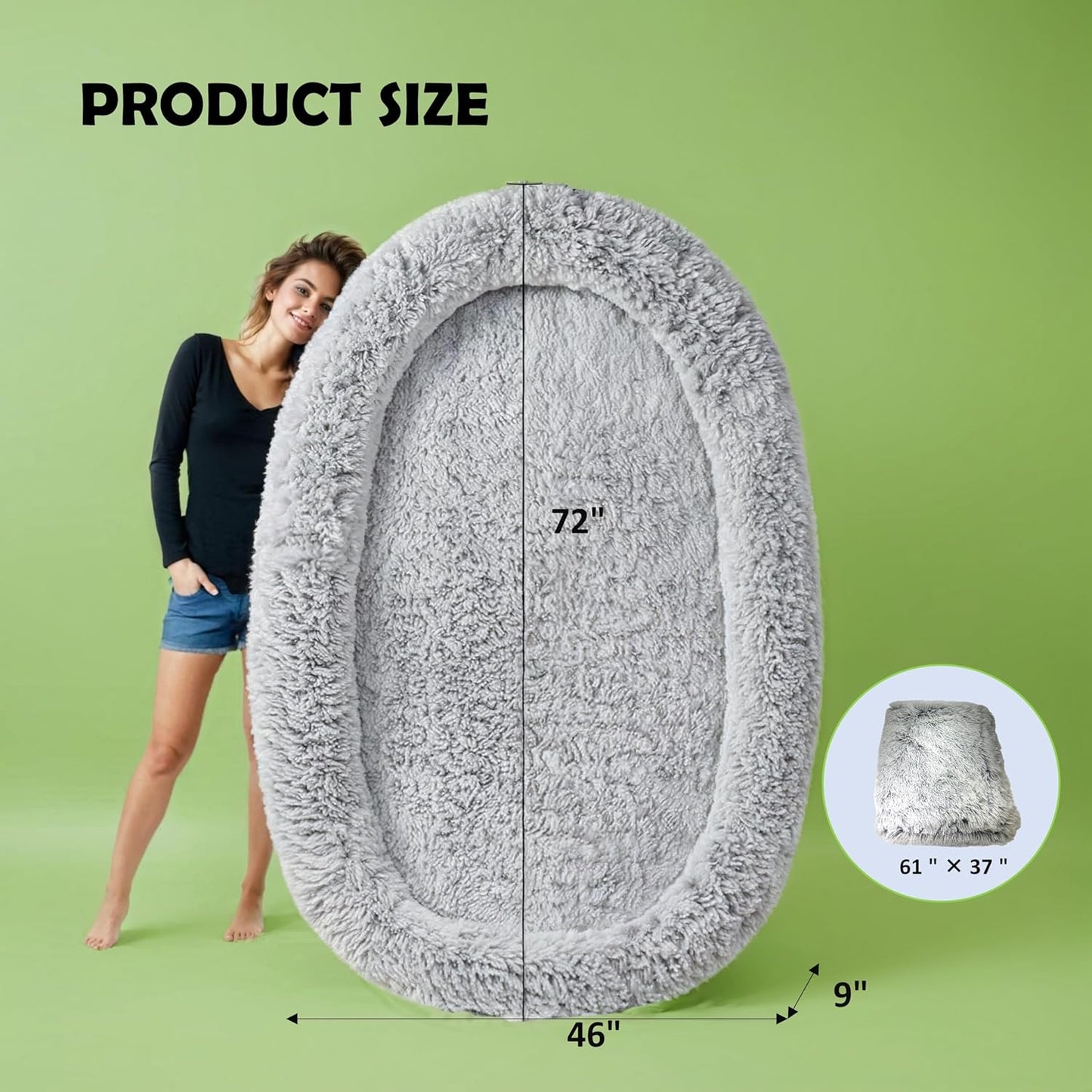 74" Washable Anti-Slip Dog Bed for Adults