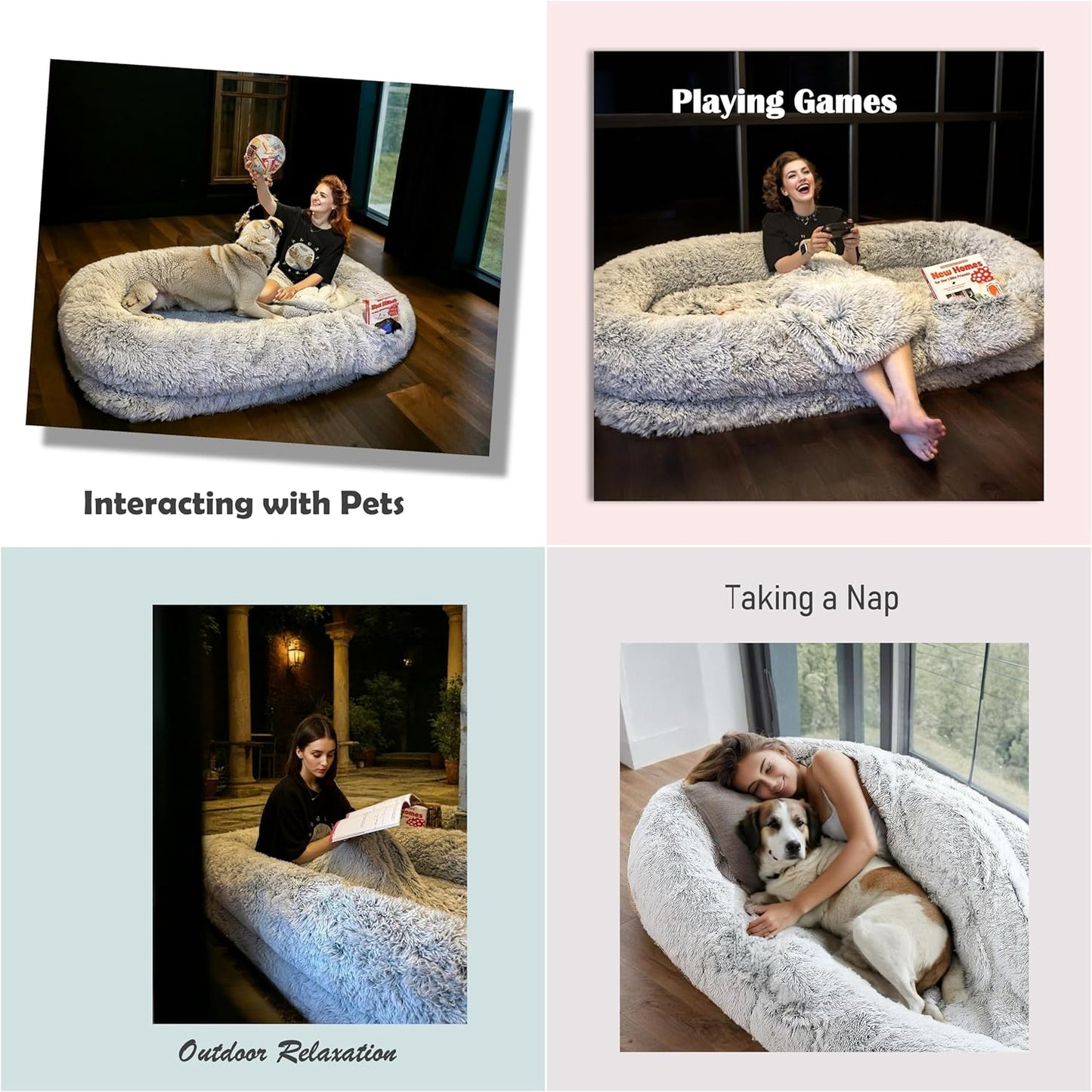 74" Washable Anti-Slip Dog Bed for Adults